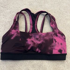 Lululemon Tie Dye Black and Pink Sports Bra, Size 6